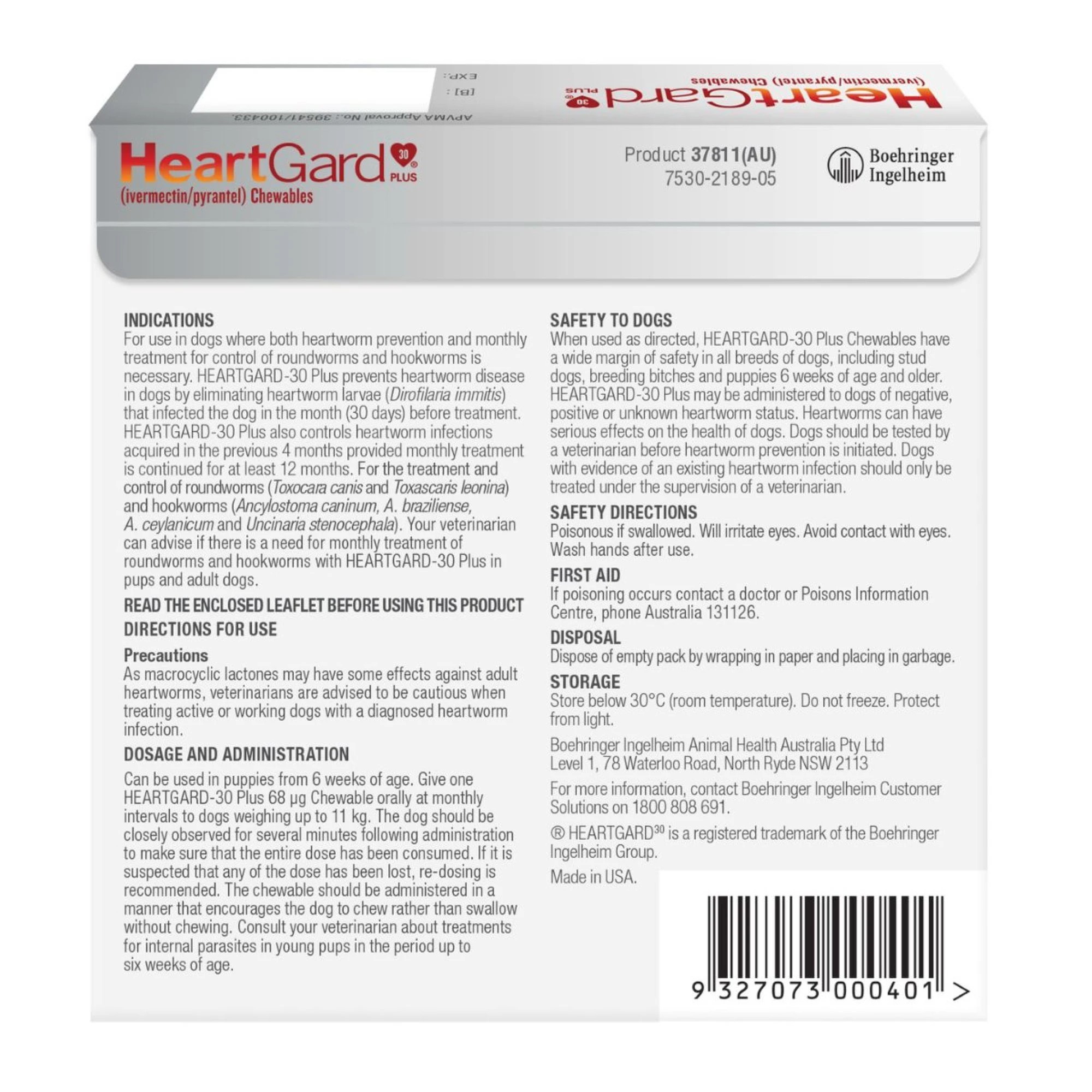 2 Heartgard Plus 0-11kg Dogs Wormer Treatment & Control Blue 6 Chews, 2 of 2