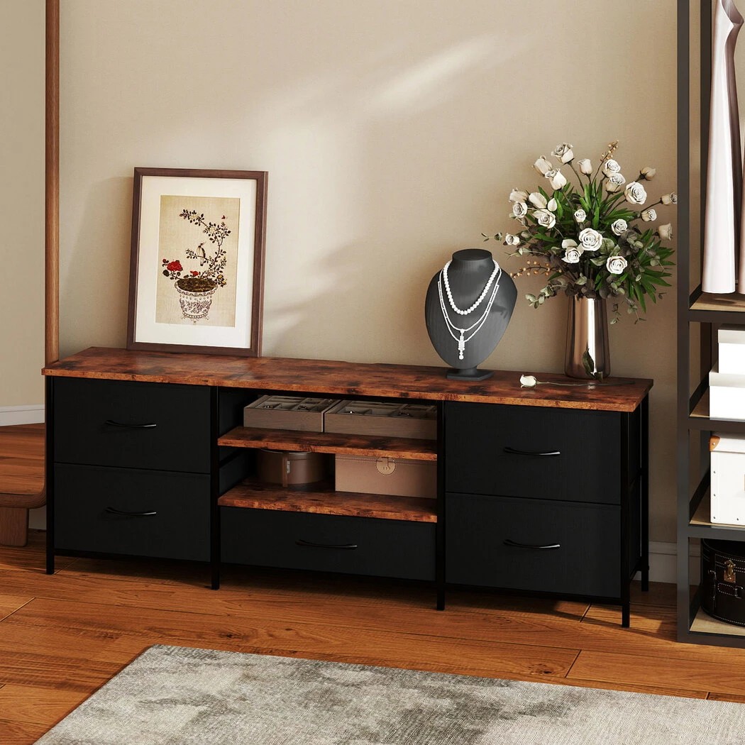 4 Levede TV Stand Cabinet with 5 Drawers Storage Organizers, 4 of 4