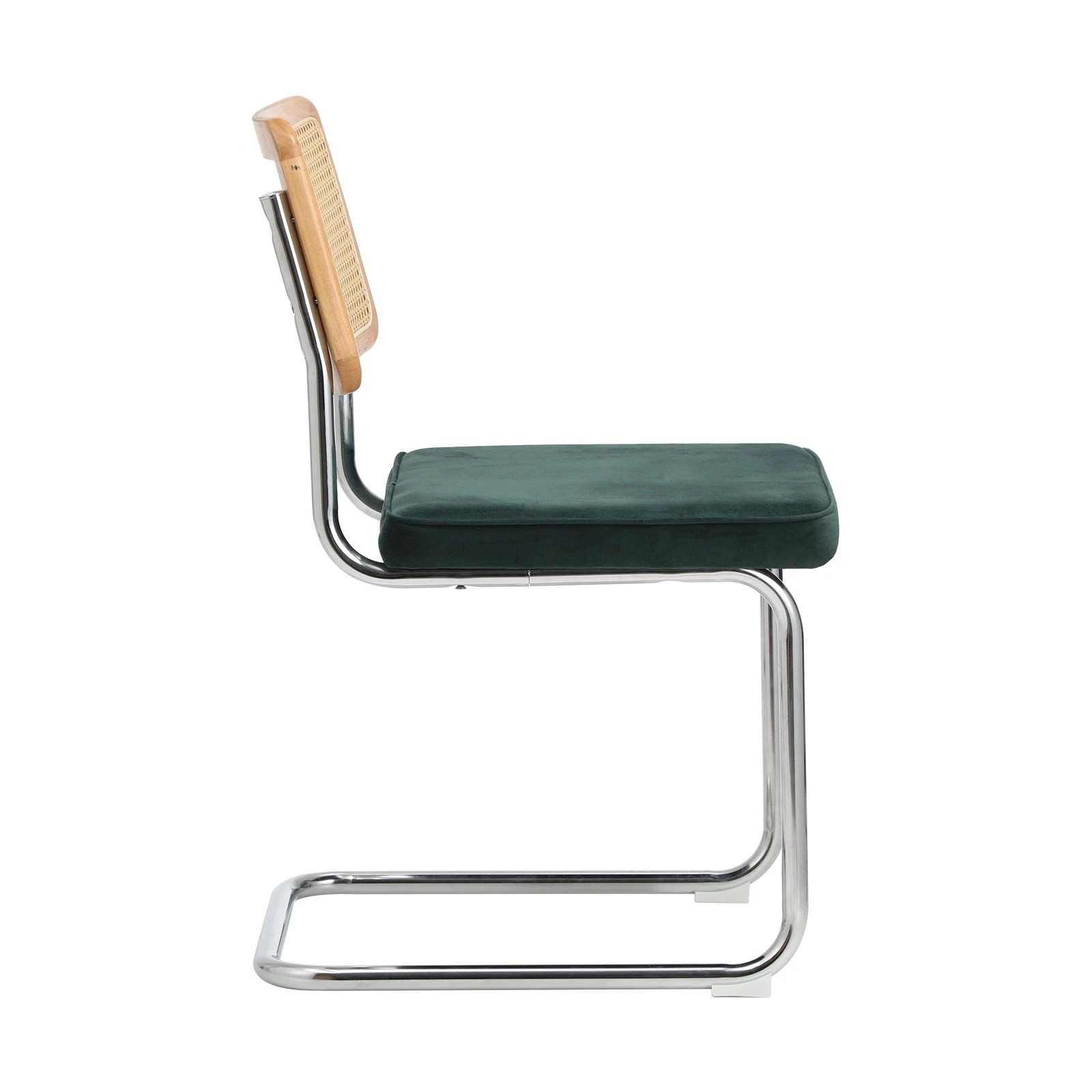 8 Oikiture 2x Rattan Dining Chair Cesca Replica Cantilever Velvet Padded
 - Green, 8 of 10