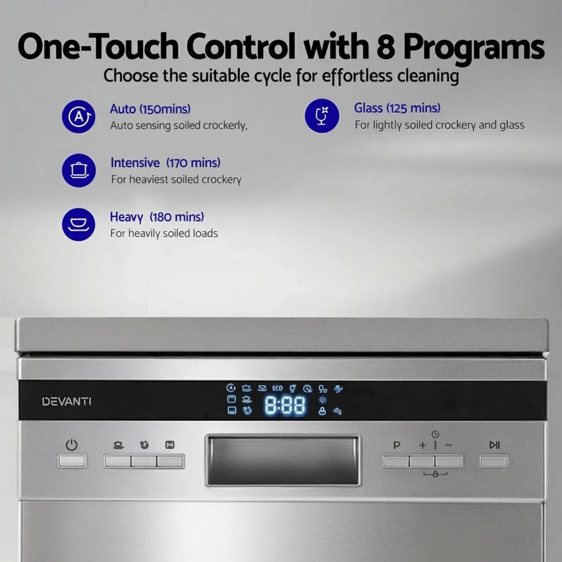 5 Devanti 10 Place Settings Freestanding Dishwasher - Silver, 5 of 7