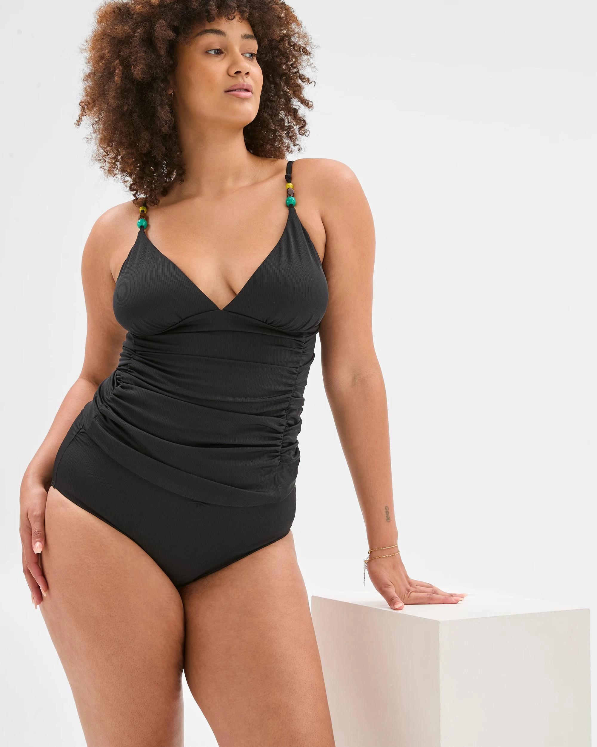 5 Target Shape Your Body Resort Beaded Triangle Cup Mini Rib Tankini Top BLACK, 5 of 10