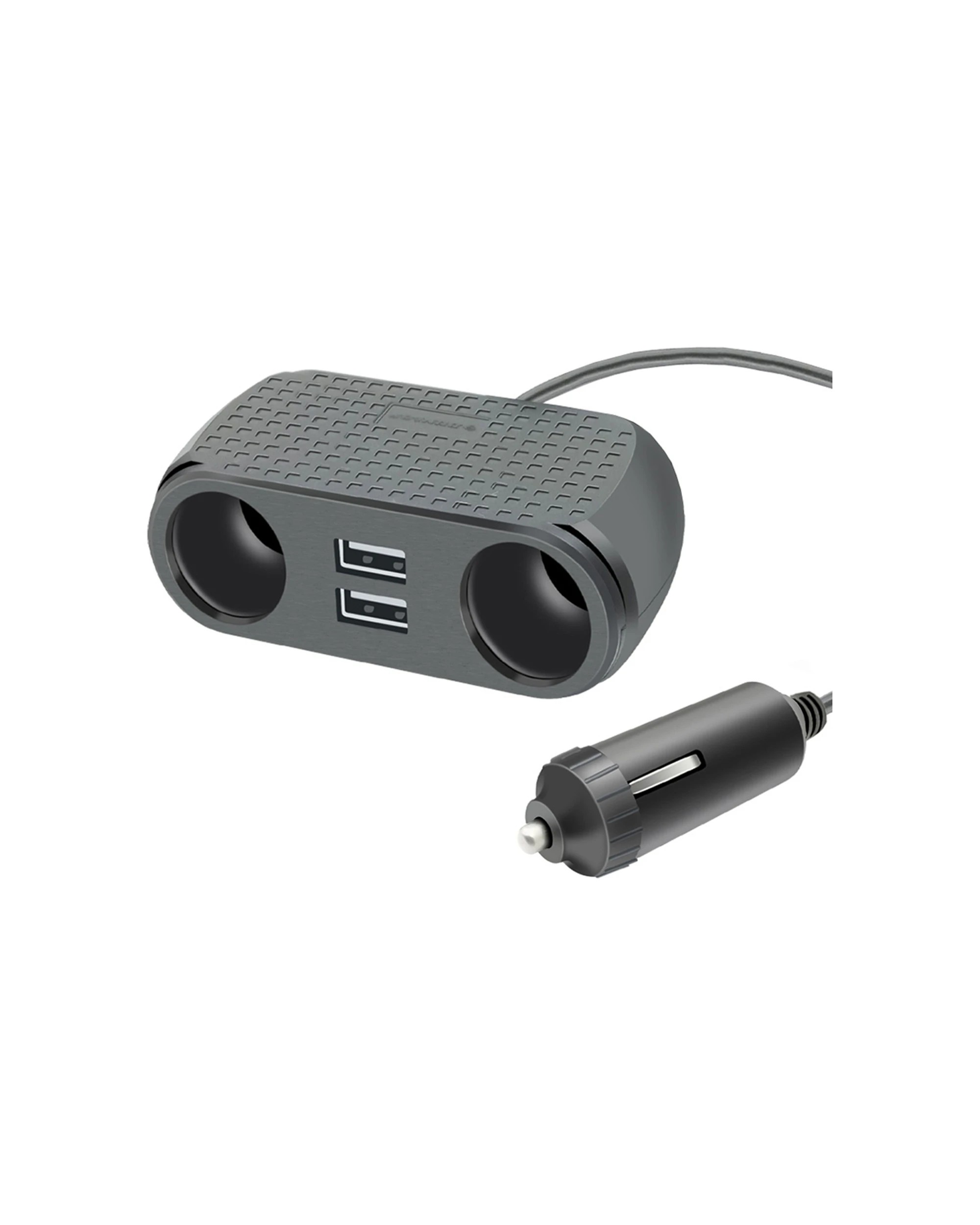 1 Sansai Phone GPS Tablets Car Charger 2xUSB 2xDC Socket Cigarette Lighter - Grey, 1 of 3
