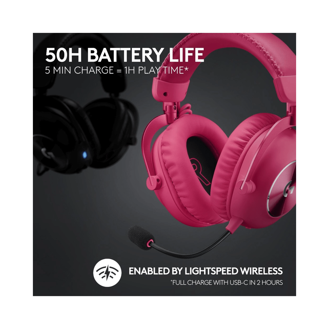 3 Logitech PRO X 2 Wireless Gaming Headset - Magenta - Pink, 3 of 9