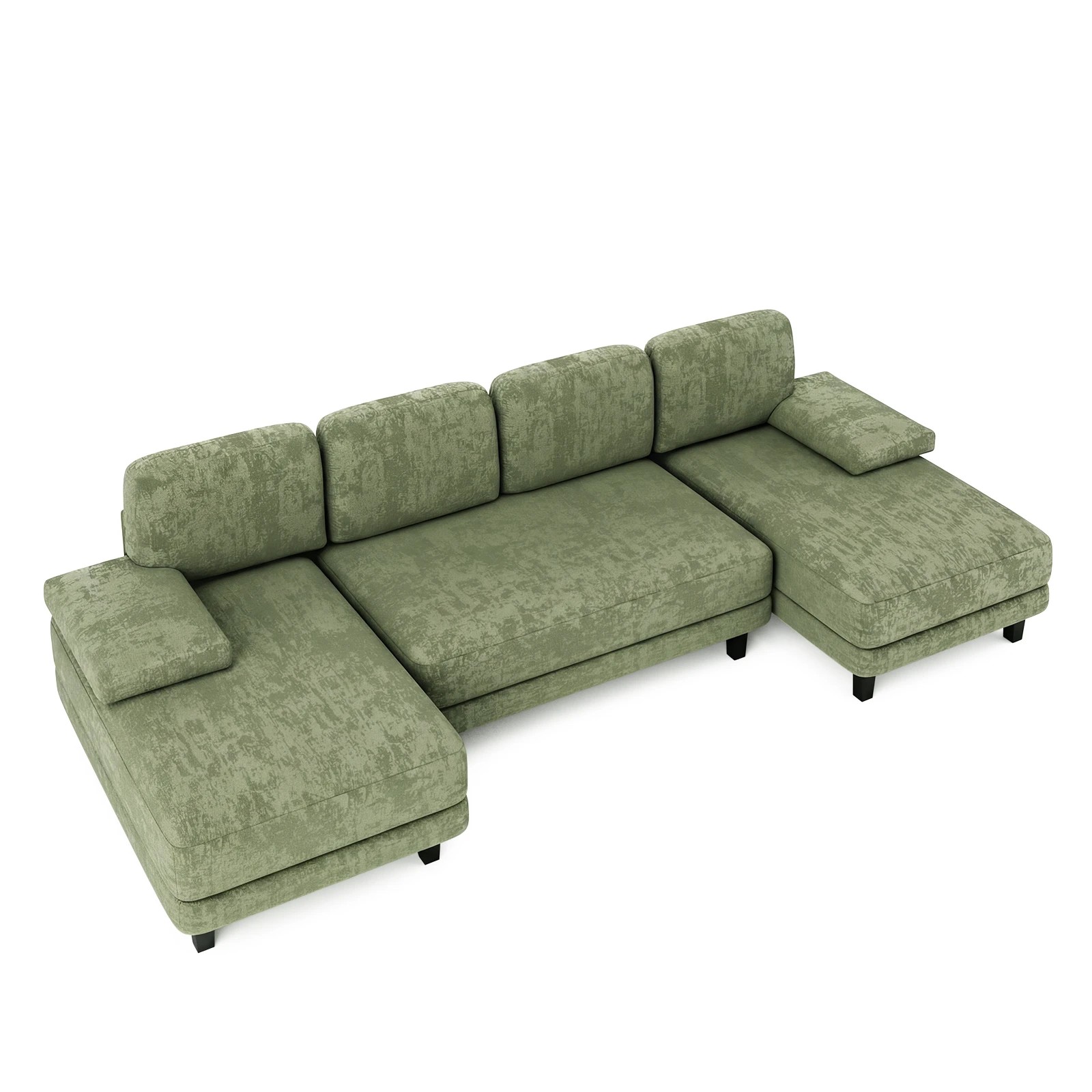 5 Advwin Sectiona Sofa 4-Seat Chenille Fabric U Shape Couch 280cm - Green, 5 of 9