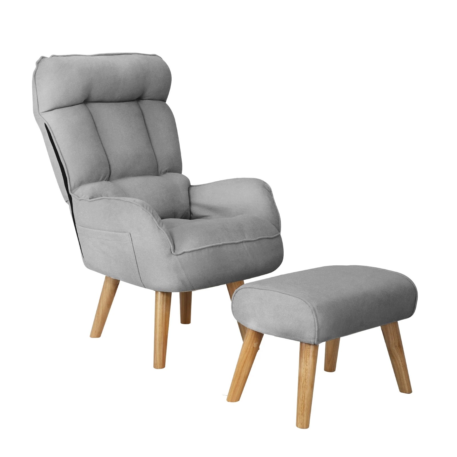 1 Oikiture Swivel Recliner Armchair Lounge Ottoman Accent Chair With Stool
 - Grey, 1 of 9