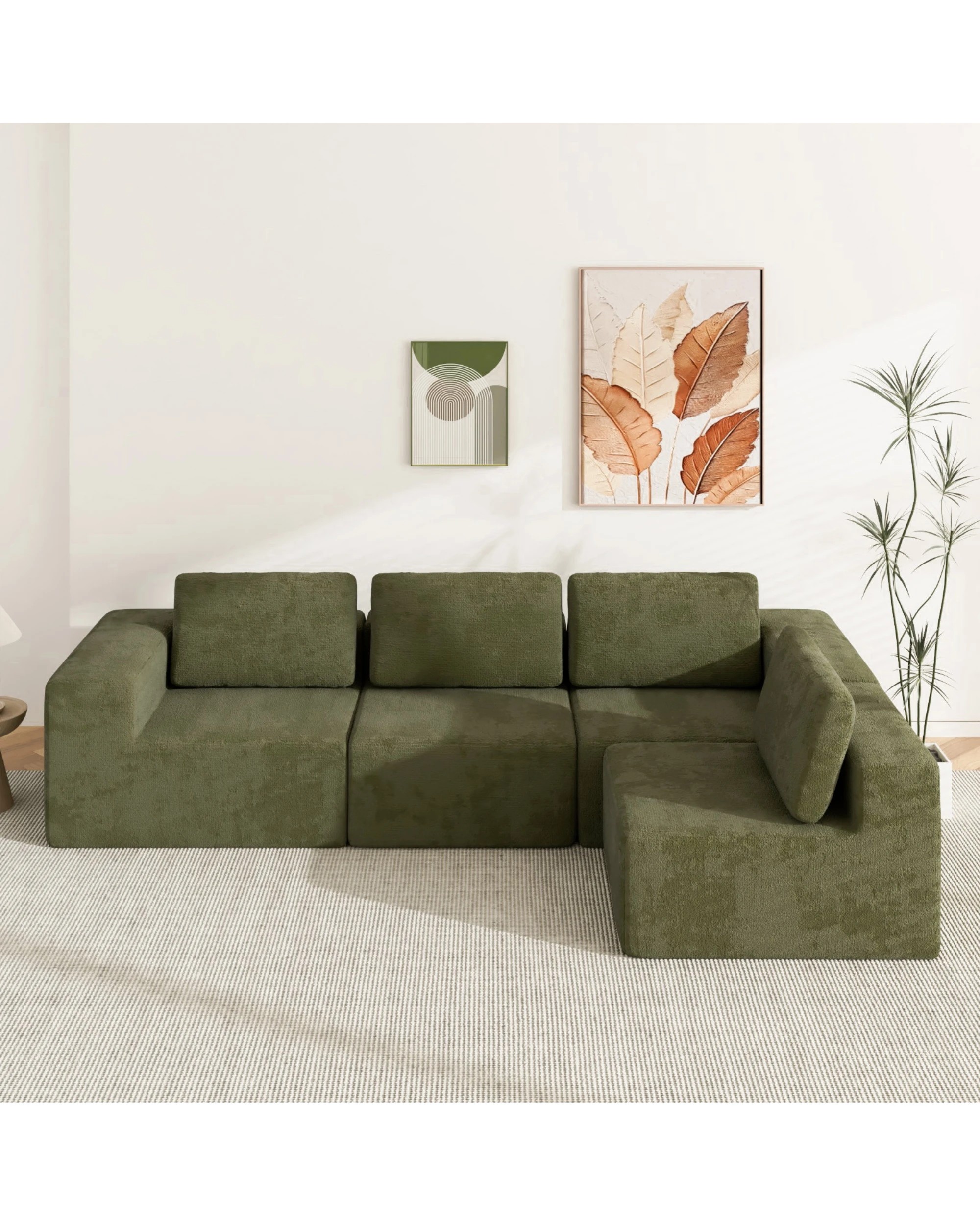 6 Advwin 340cm 4 Seater Sofa  Modern Modular Sectional Couch No Assembly  - Green, 6 of 10