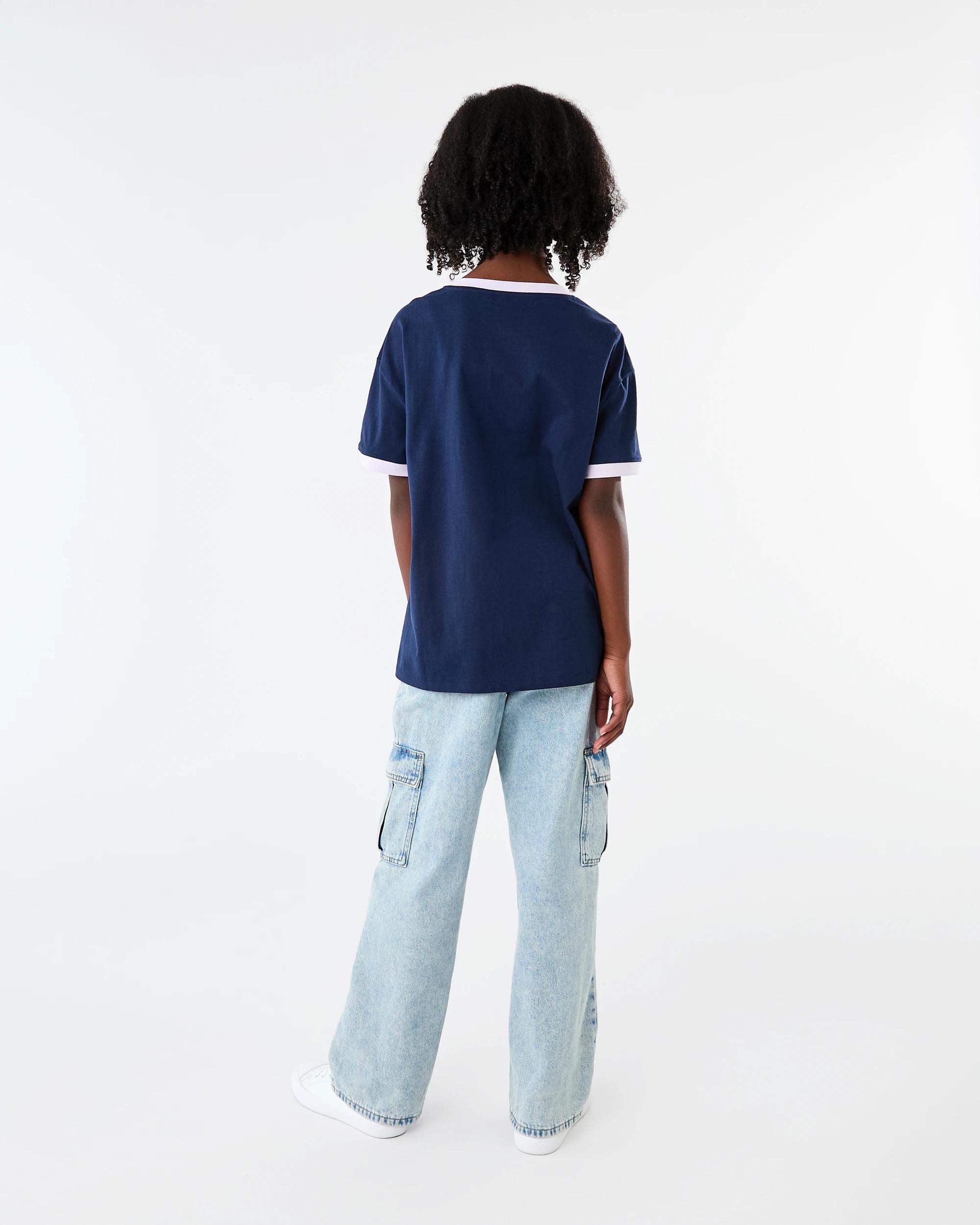 8 Side Stripe Crew Neck Oversized T-shirt Blue 94, 8 of 8