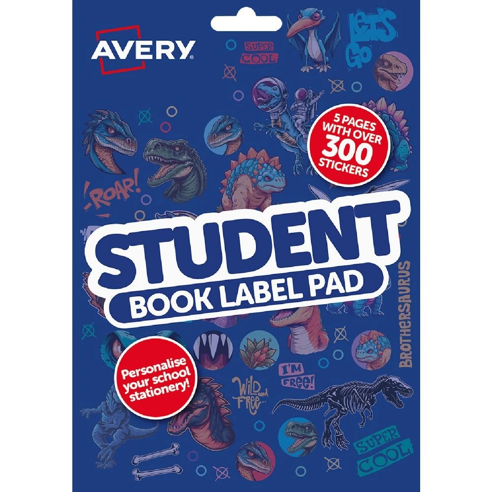 1 Avery Sticker Label Variety Pad 145 x 210mm Dinosaur 5 Sheet, 1 of 8