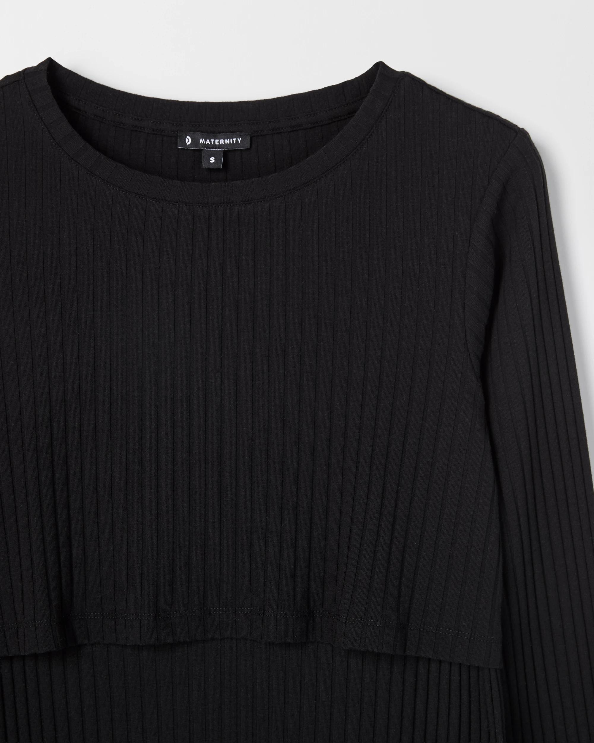 9 Target Maternity Maternity Australian Cotton Blend Long Sleeve Rib Knit Dress BLACK, 9 of 9