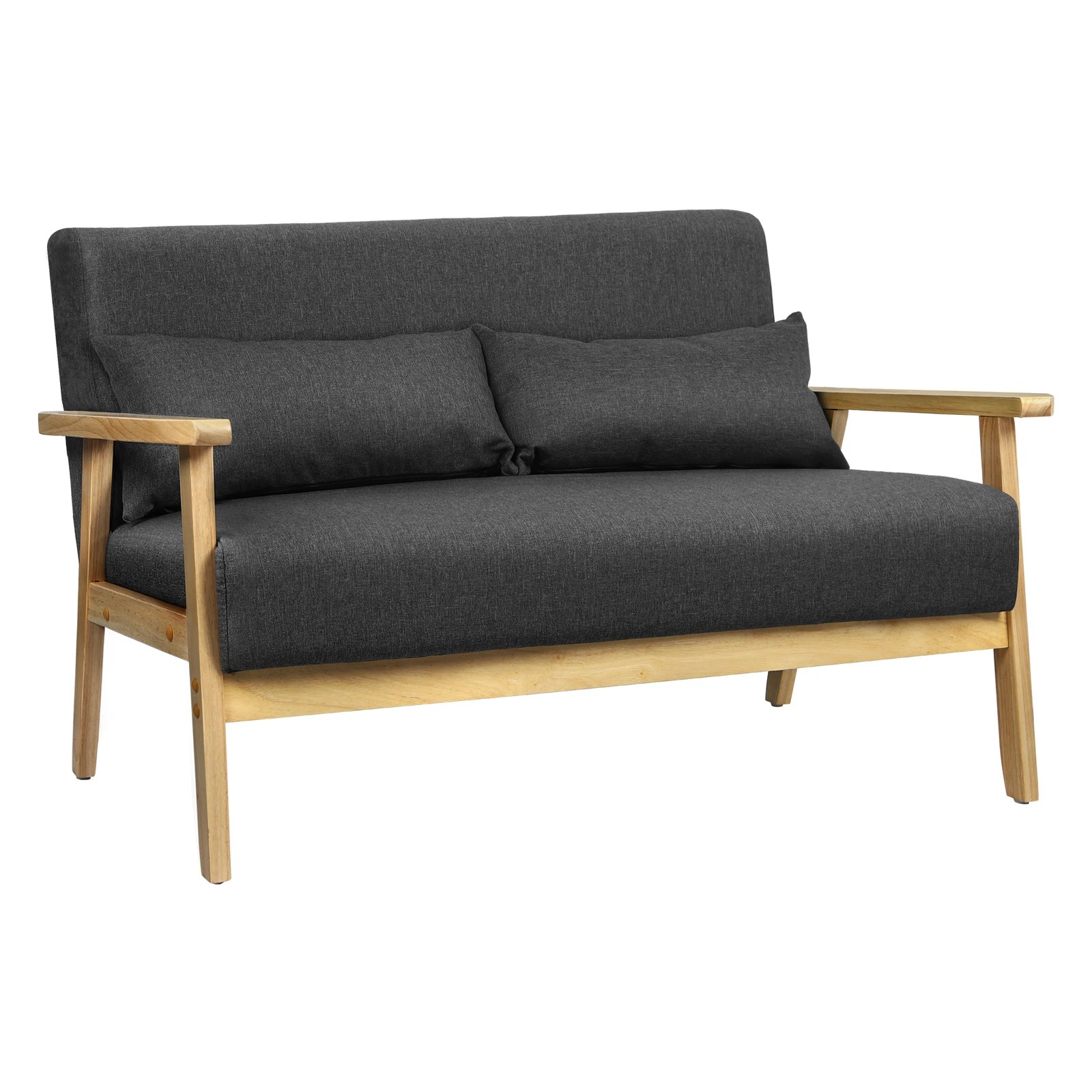 1 Alfordson 2 Seater Sofa Lounge Chair Fabric Armchair Accent Chair Loveseat - Dark Grey, 1 of 10