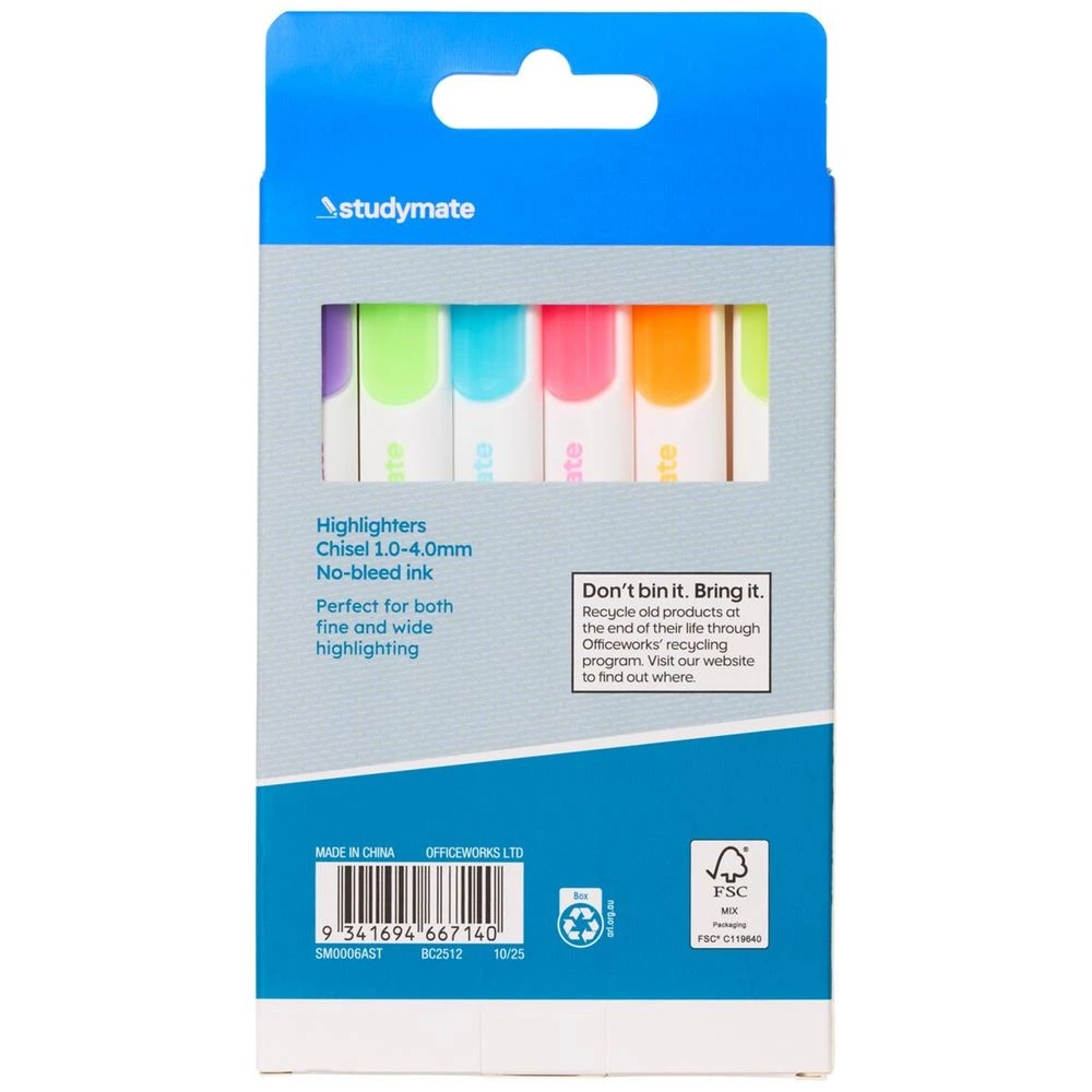 9 Studymate Grip Highlighters Assorted 6 Pack, 9 of 9