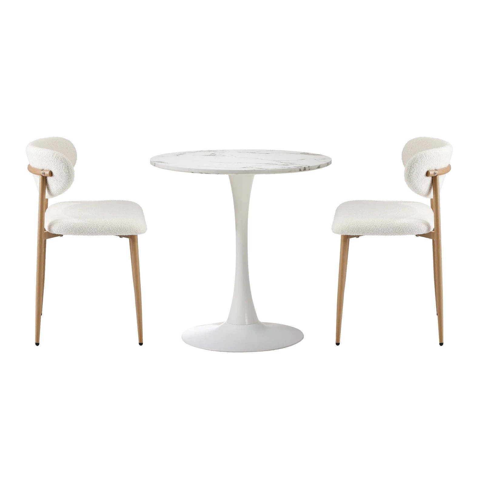 7 Oikiture 60cm Round Dining Table with 2x Dining Chairs Boucle - Multi, 7 of 9