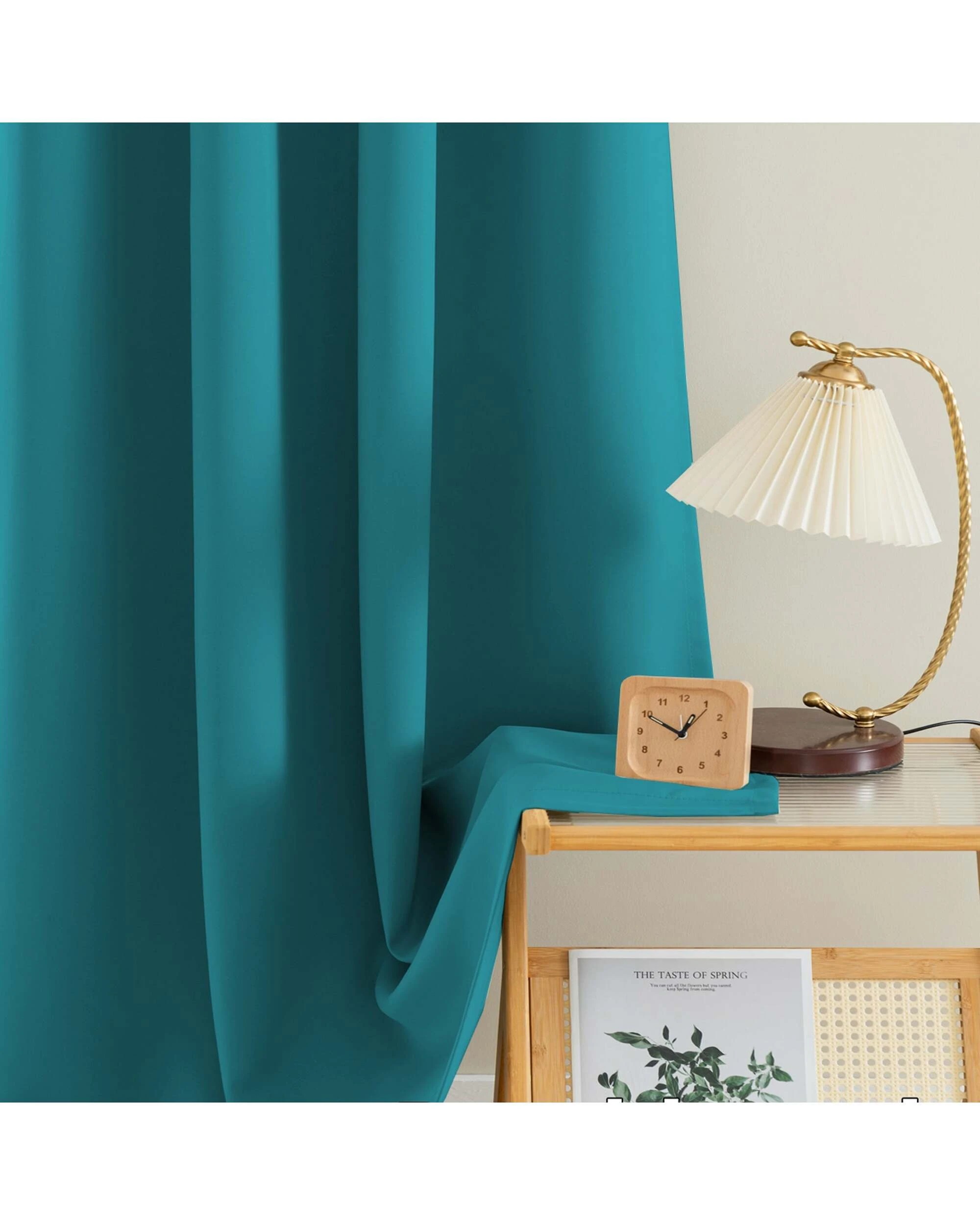 2 Smarcute Blockout Grommet Solid Curtain - 2X 132x160cm - Blue, 2 of 4