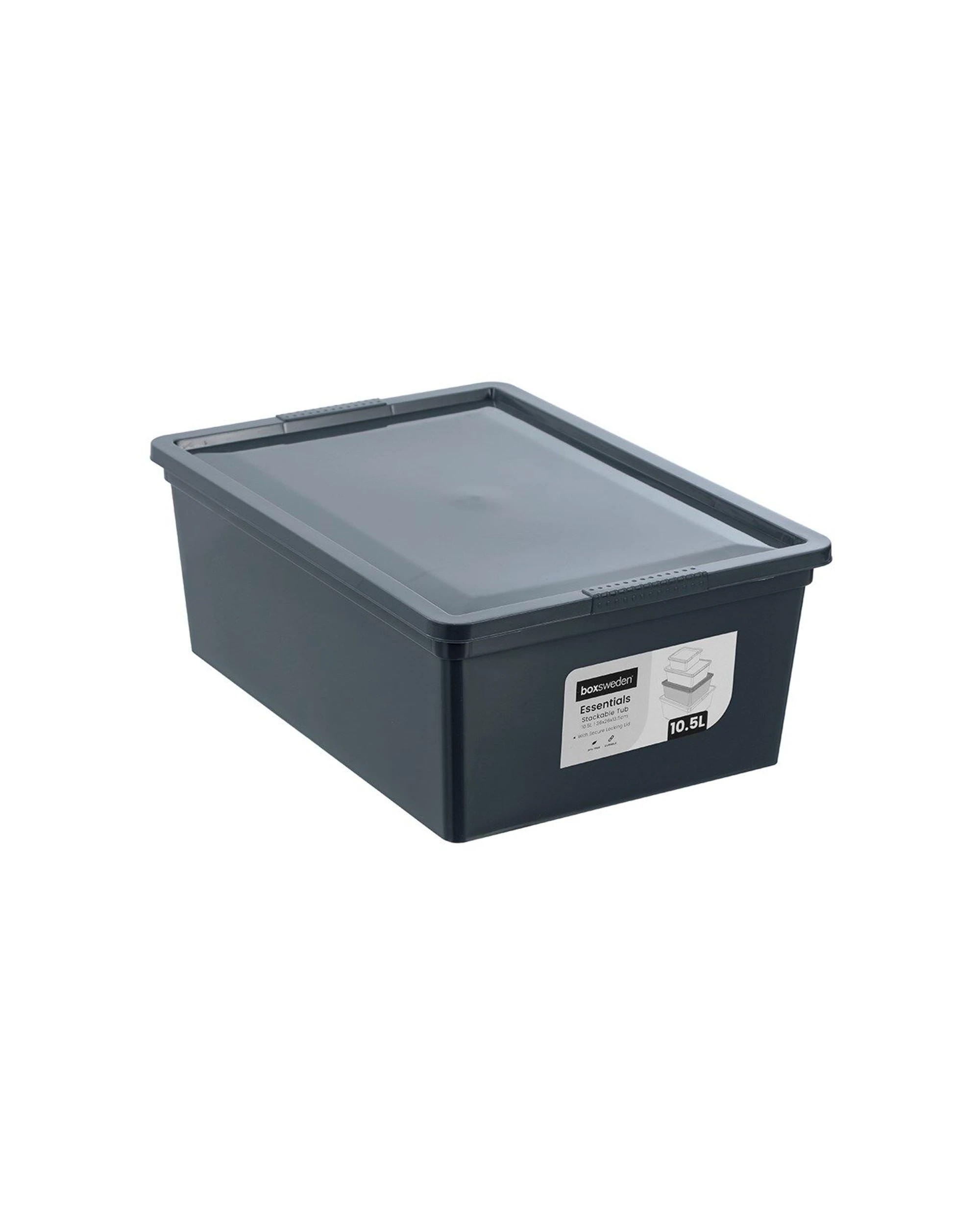 1 Boxsweden Essentials Storage Organiser Stackable Tub 10.5L Plastic Container - Assorted, 1 of 6