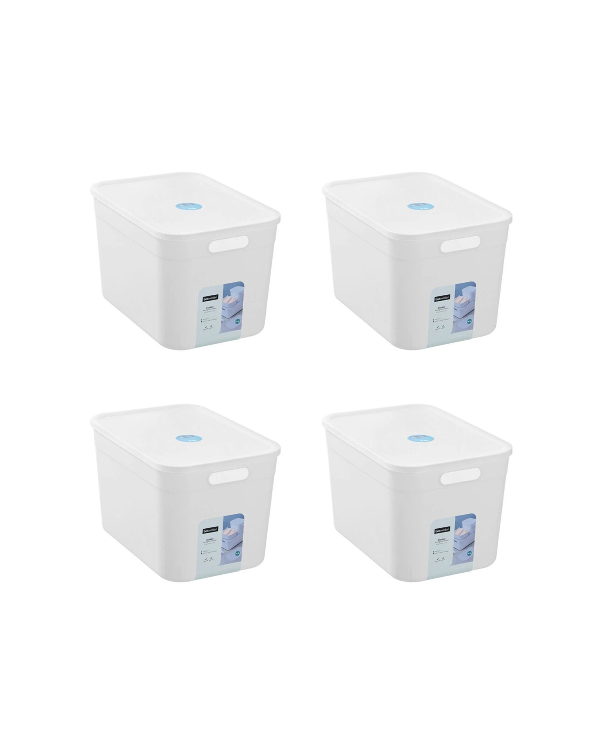 1 Boxsweden Storage Containers 4PK Lidded Stackable Durable 16.5L 35.5cm
 - white, 1 of 6