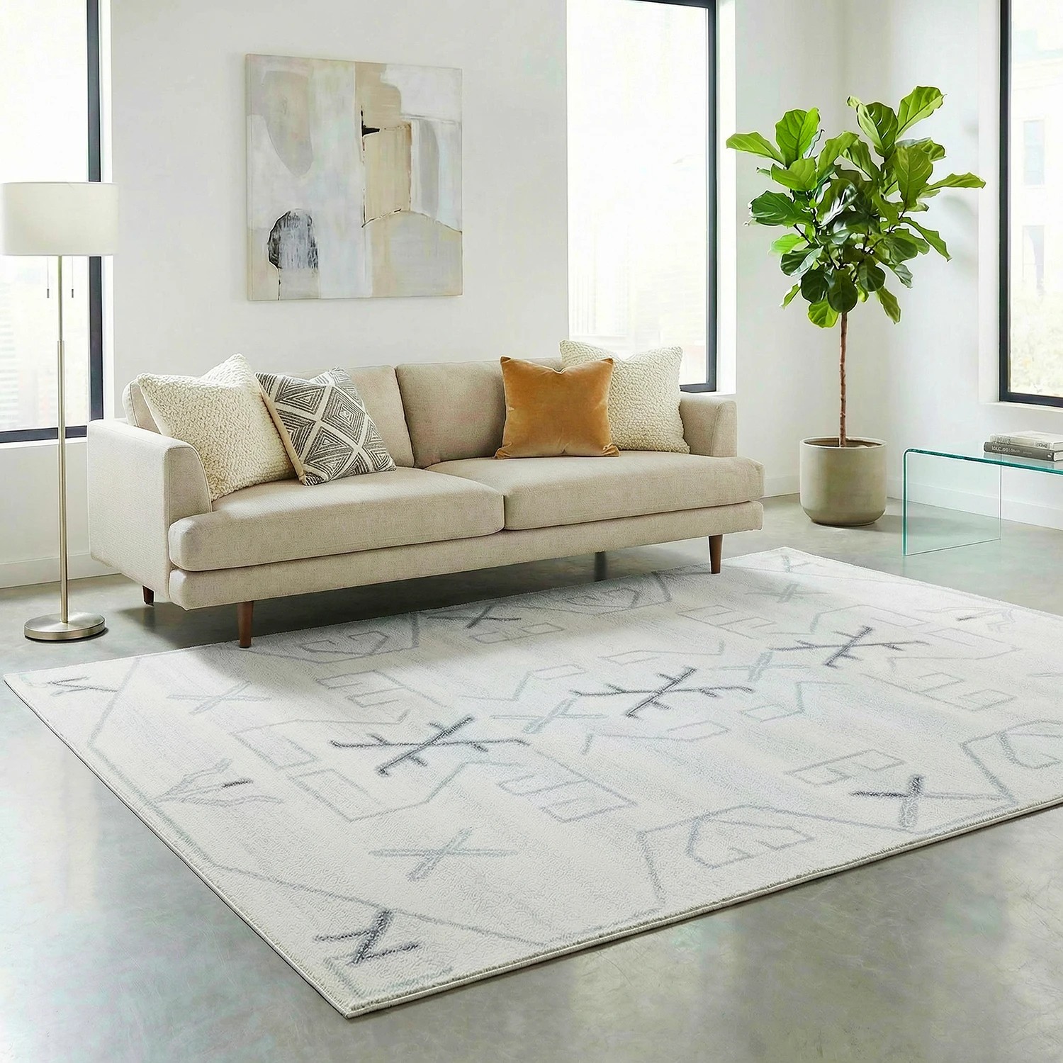1 Common Ground Rugs Elysium Cala 330x240cm - Extra Large Power Loomed Pet Friendly Floor Rug - Natural, 1 of 8