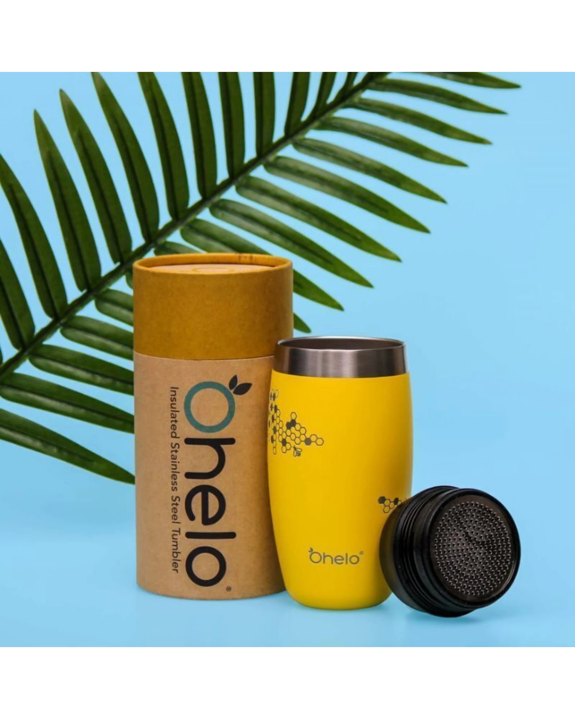 3 O'Helo Tumbler With Etched Bees 400ml - Yellow, 3 of 4