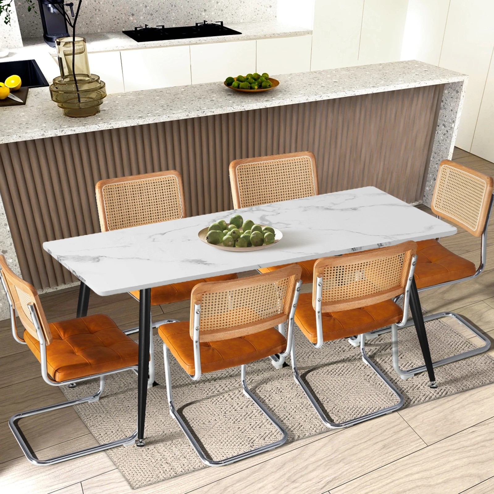 4 Oikiture 2x Rattan Dining Chair Cesca Replica Cantilever Pu Leather Padded
 - Brown, 4 of 10