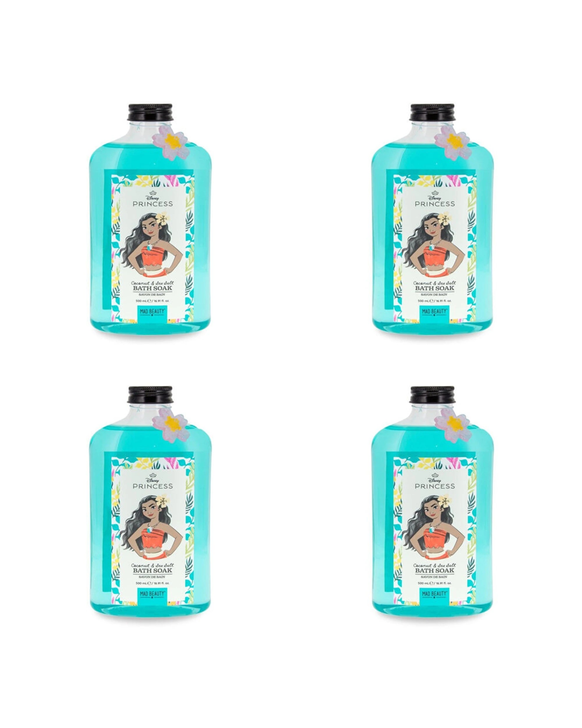 1 Disney 4PK Moana Scented Bubble Bath Soak Coconut & Seasalt 530ml - Blue, 1 of 1