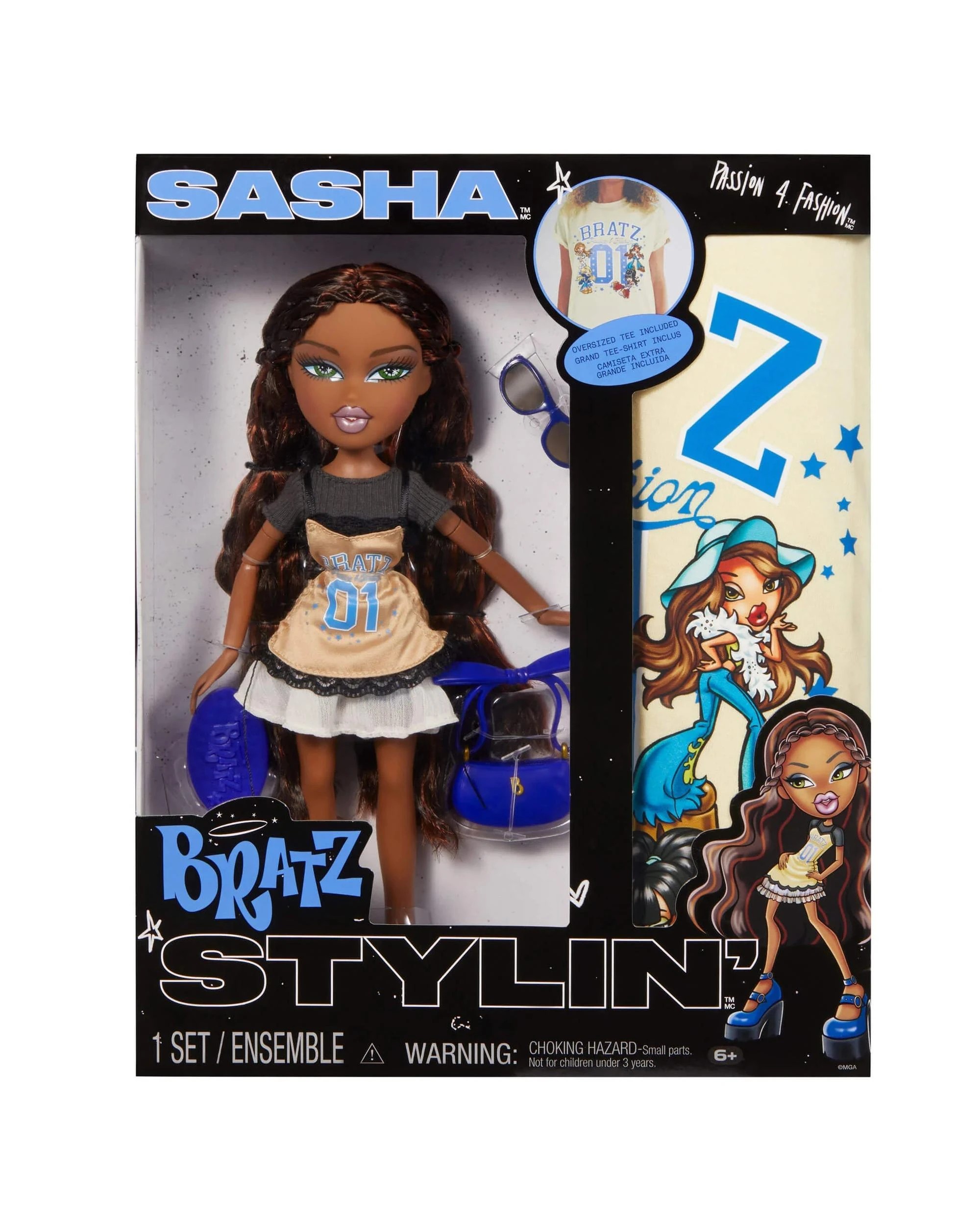 1 Bratz Stylin' Sasha Fashion Doll with Oversized Tee, 1 of 8