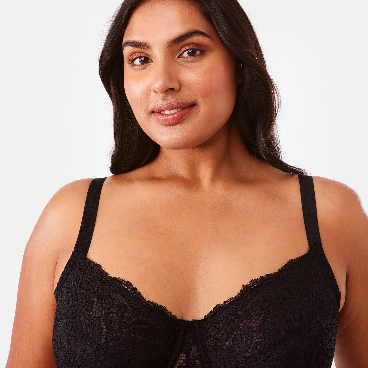4 Full Figure Lace Soft Cup Bra Black, 4 of 6
