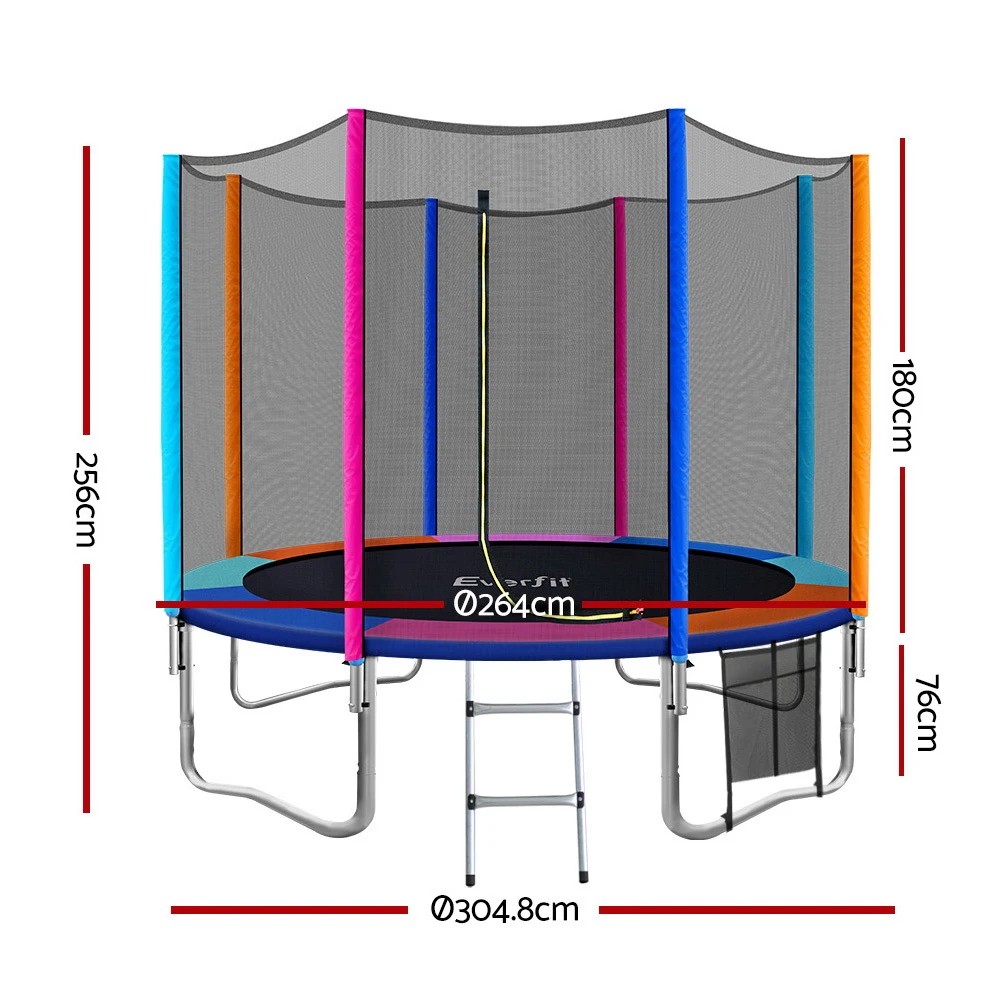 2 Everfit 10FT Trampoline for Kids w/ Ladder Enclosure Safety Net Pad Gift Round - Multi, 2 of 7