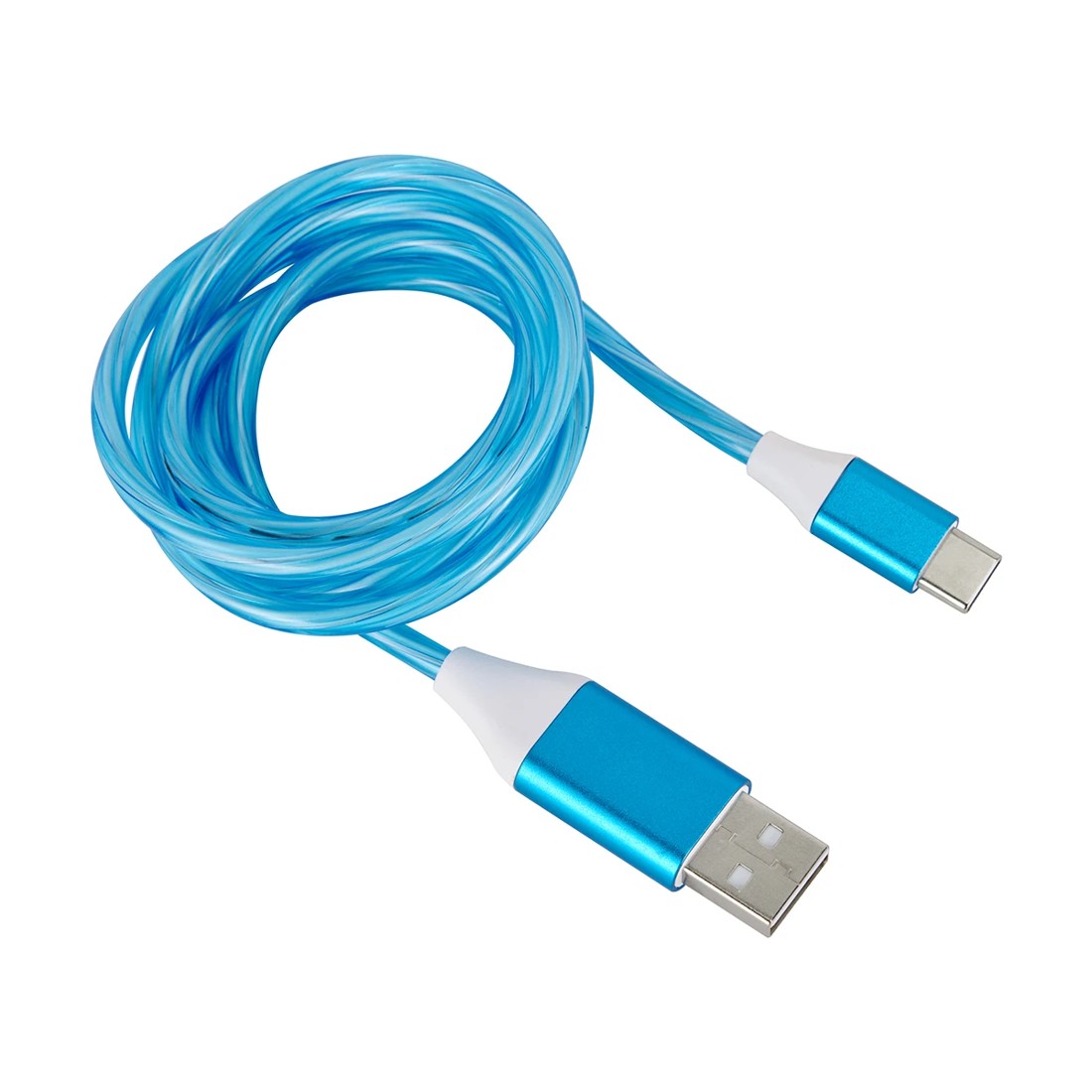 3 USB-A to USB-C 1m Cable with Light - Blue, 3 of 5